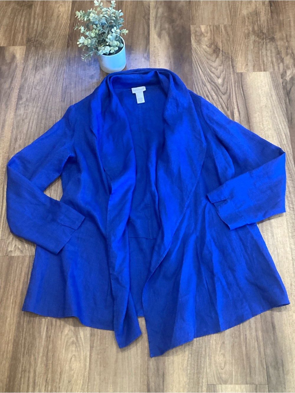 Soft Surroundings Cobalt Blue 100% Linen Open Jacket - Picture 4 of 4